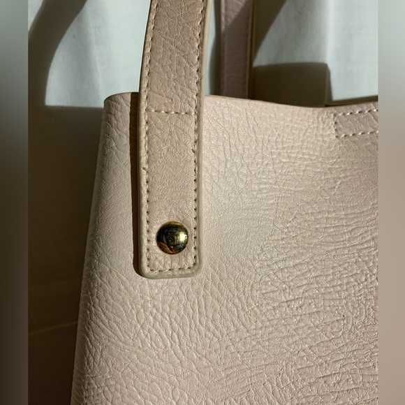 Light Pink Blush Two Tone Large Faux Leather Convertible Work Tote, Ulta, Tassel - Picture 15 of 16
